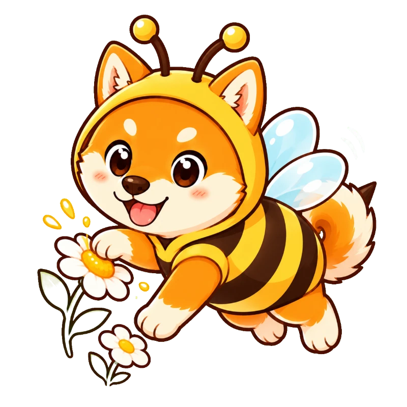 ミツバチになった柴犬のイラスト