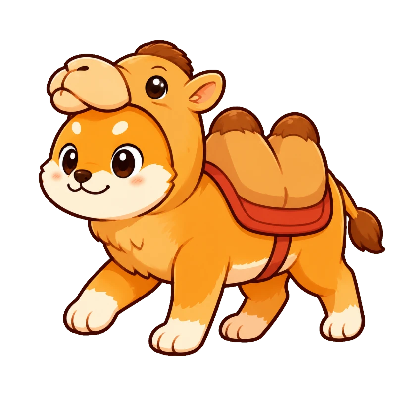 ラクダになった柴犬のイラスト