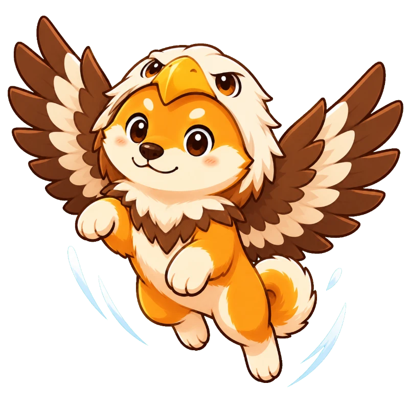 ワシになった柴犬のイラスト