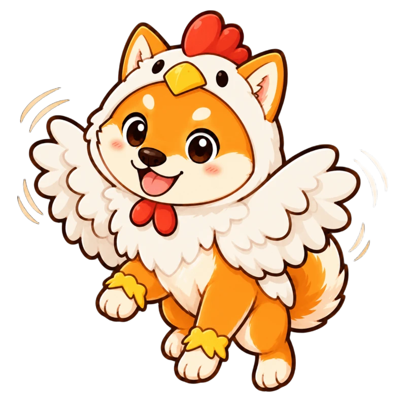 ニワトリになった柴犬のイラスト