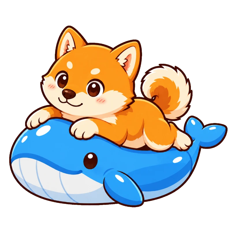 クジラになった柴犬のイラスト