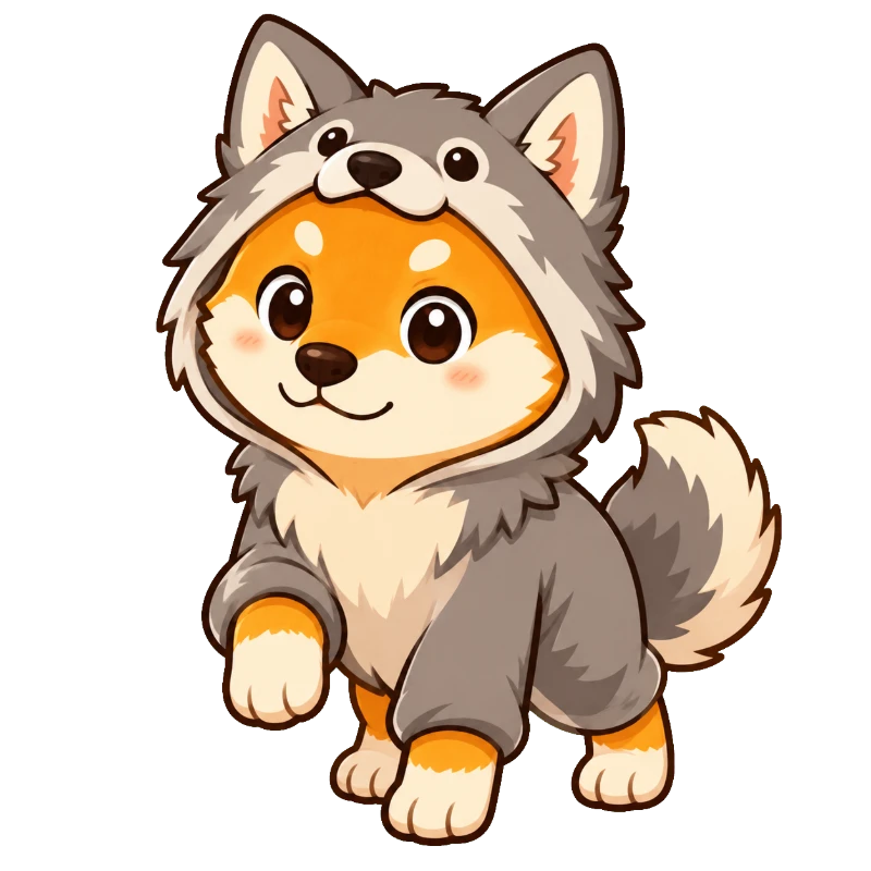 オオカミになった柴犬のイラスト